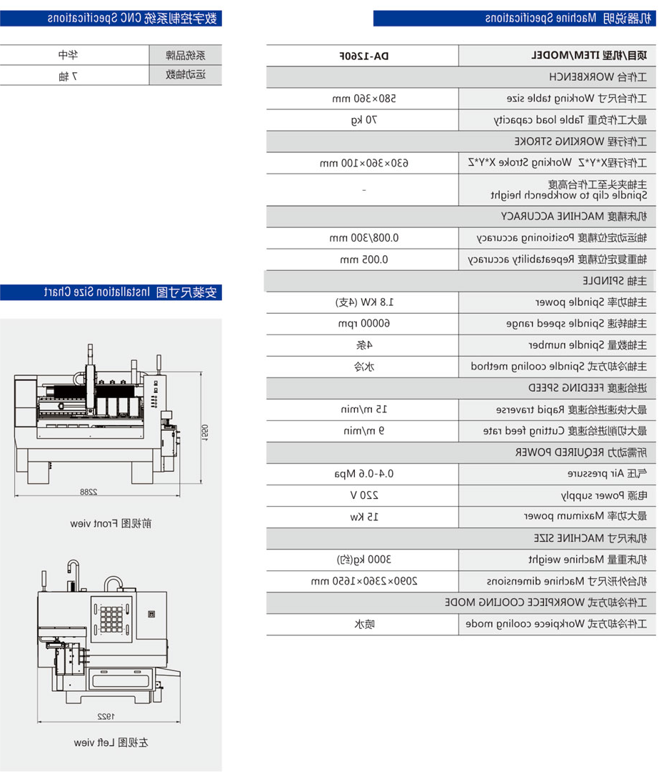 DA-1260F四头机械手精雕机参数